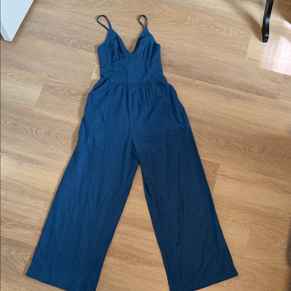 Japna Navy Spaghetti-Strap Wide-Leg pant suit